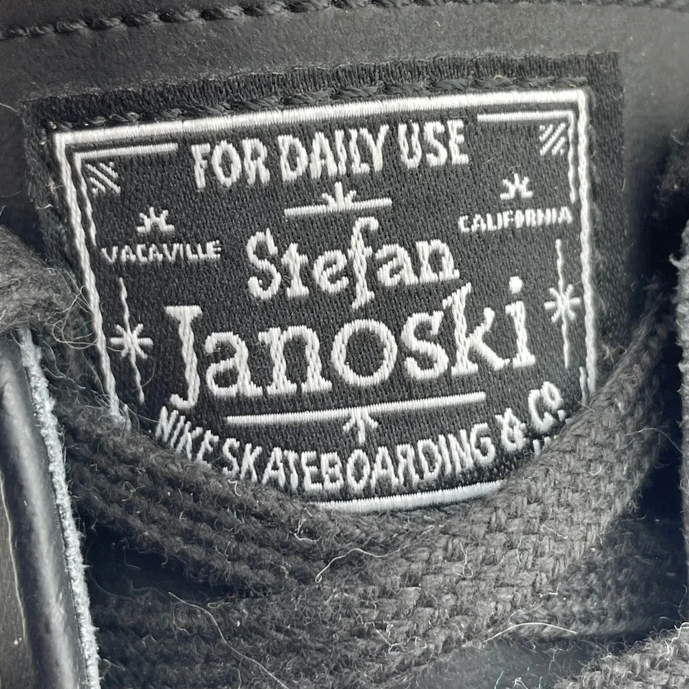 Nike Stefan Janoski Zoom‎ Air SB Leather Skateboarding Shoes Black Size 8